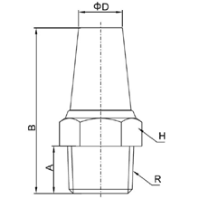 Drawing of BSPT 3/8 Thread Sintered Stainless Steel Silencer